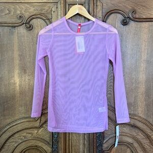 IC Collection Sheer Mesh Crew Neck Long Sleeve Knit Top